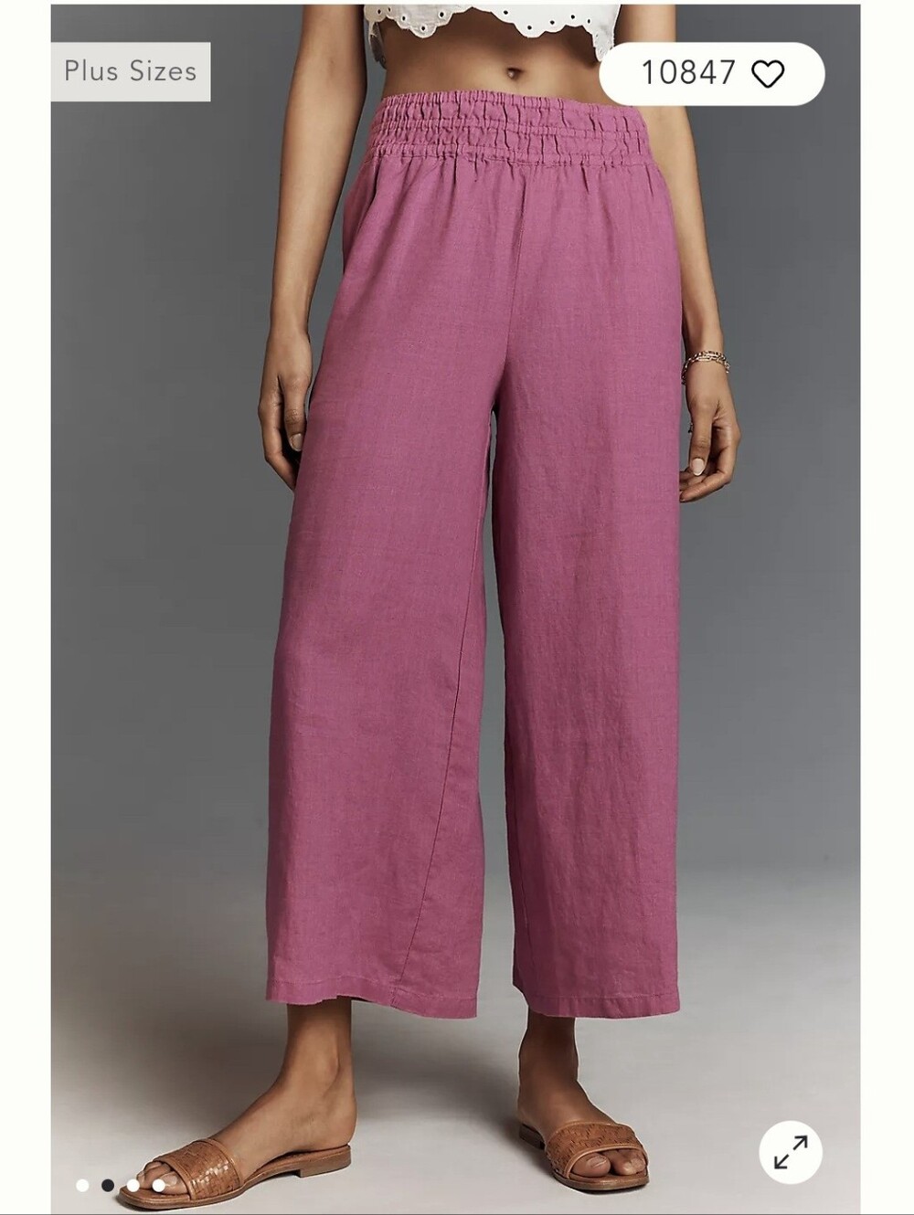 Anthropologie Somerset 100% Linen Pull-On Pants - Berry Rose NWOT - Picture 2 of 9